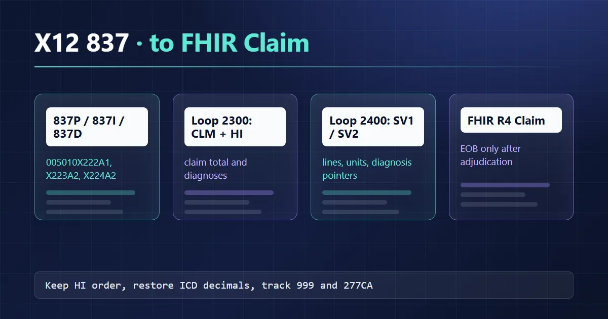 X12 837 claims to FHIR Claim: loops, segments and a mapping that holds up
